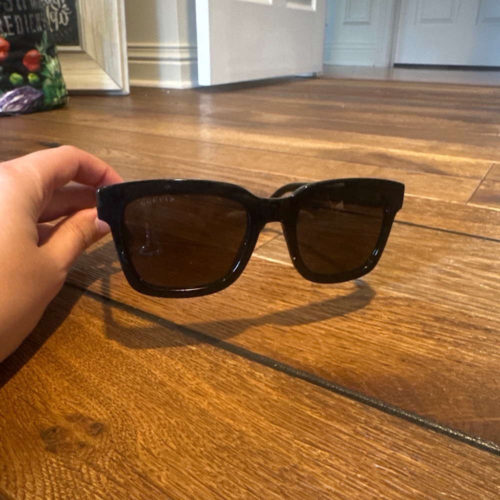 Gucci Black Square Sunglasses with Brown Lenses